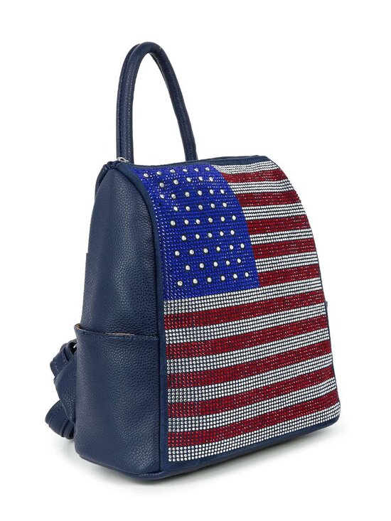 Stars & Sparkle Flag Rhinestone Backpack - In Blue ONLY main image 5